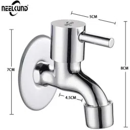 Neelkund Turbo Brass &a; Stainless Steel Silver Chrome Finish Bib Tap (Pack of 2) image 4