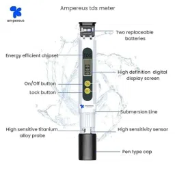Ampereus 0-990ppm Digital TDS Meter with pH Roll for Home image 3