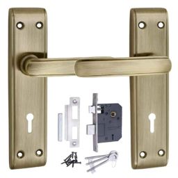 ATOM 7 inch Brass &a; Iron Brass Antique Finish Mortise Door Lock Set, MH-610-KY-BA-picture-12