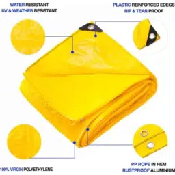 TRUPACK 32x28ft 130 GSM HDPE Yellow Heavy Duty Multi Purpose Tarpaulin Tent with Carry Bag, TRU-1303228YLW image 3