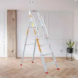 Prime Safe Pro 5 Step Aluminium Foldable Ladder for Home &a; Office Use with Hand Rails, PSP-05 image 2