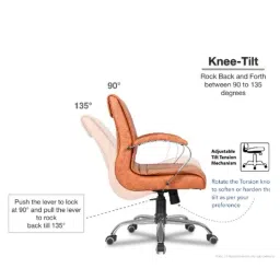 Furnipure Vulcan Medium Back Leatherette Tan Executive Chair image 4