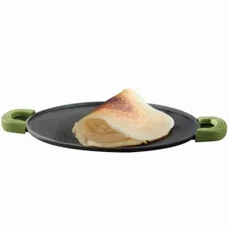 Bergner Elements Cast Iron 30cm Green &a; Black Pre-Seasoned Induction Bottom Dosa Tawa with Silicone Handle-picture-31