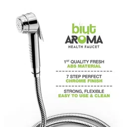 Biut Aroma 15mm ABS Chrome Finish Health Faucet with Brass Inserts, 1m Hose Pipe &a; Hook, HF-5117 image 2