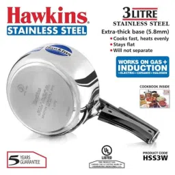 Hawkins 3 Litre Stainless Steel Pressure Cooker, HSS3W (Pack of 3) image 2