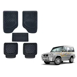 Kozdiko 6255TW 5 Pcs PVC &a; Rubber Black Car Mat Set for Tata Sumo-picture-19