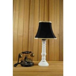 Tucasa Mango Wood White Table Lamp with 10 inch Polycotton Black Square Shade, WL-125-picture-34