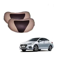 Kozdiko 2 Pcs Beige &a; Brown Car Neck Rest Cushion Pillow Set for Hyundai Verna Nextgen 2017-picture-17