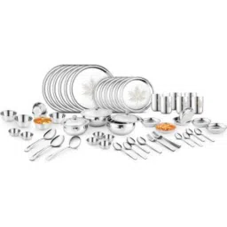 Classic Essentials CE61-DS 61 Pcs Stainless Steel 202 Mirror Finish Dinner Set with Permanent Laser Mapple Design-picture-28