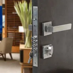 Saze Rose Stainless Steel Matt Finish One Side Key Mortise Door Lock Handle Set with 3 Keys, LB-10003 image 2