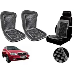 Auto Pearl PU, Velvet &a; Wooden Beads Grey Rectangular Seat Cushion for Maruti Suzuki Esteem (Pack of 2 )-picture-16