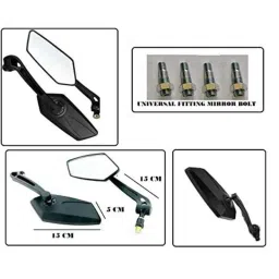 AOW Fancy Small 5 Edge Rear View Mirror for Bullet Classic (Pack of 2)-image-34