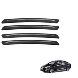 Kozdiko 4 Pcs Rubber Black Car Bumper Protector Set with Chrome Strip for Hyundai Verna Fluidic-picture-45