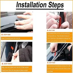 Auto Pearl 4 Pcs ABS Black Window Door Visor Set for Linea image 5