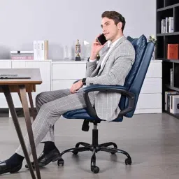 Chairtech 53x69cm 150kg High Back Leatherette Blue Executive Office Chair image 5