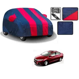 Kozdiko Polyester Blue &a; Red Waterproof Car Body Cover with Mirror Pockets, Buckle Belt, Triple Stiched &a; Fully Elastic for Honda i-DTec 2014-Present-picture-26