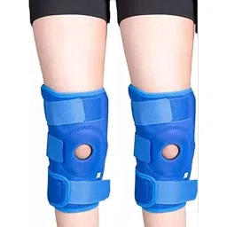 Kudize 2 Pcs Fabric Open Patella Hinged Blue Knee Brace Set for Men &a; Women, Size: XL image 2