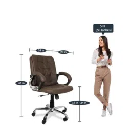 Oakcraft 101.92x45x42cm Leatherette Brown Revolving Executive Chair, OC-16 image 2