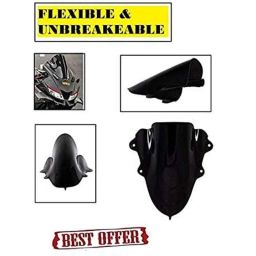Meenu Arts Double Bolt Bubble Visor for Yamaha R15 V3 (Black) C-14-picture-41