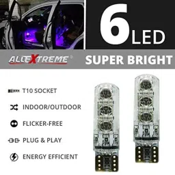 AllExtreme EXT10M2P 3W T10 6SMD RGB Car Interior Parking Bulb with Wireless Remote Control for Car Decoration (Pack of 2) image 2