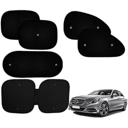 Auto Pearl 6 Pcs PVC &a; Mesh Black Window, Front &a; Rear Sun Shade Set for Audi E220-picture-29