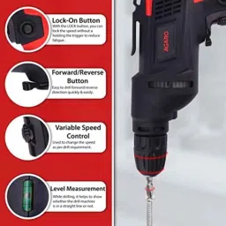 AGARO ED2103 650W Plastic Red &a; Black Corded Electric Drill Machine, 33587 image 5