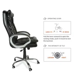 Oakcraft 125x59x59cm Leatherette Black Revolving Executive Chair, H-OC-20 image 4