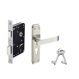 Godrej Gloria 6 Levers Satin Steel Door Handle with Lock Set, 5655-picture-2