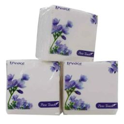 Peace 100 Pulls 1 Ply 30x30cm Pure Touch Napkin Virgin Tissues (Pack of 4)-picture-1
