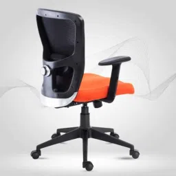 HUMAN METHOD VIBE MB-PLUS Medium Back Nylon Black &a; Orange Executive Chair with Adjustable Lumber Support, HMVS02-EL image 2