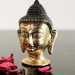Gold Metal Meditating Buddha Head by Ecraftindia-picture-11