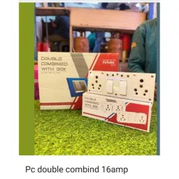 Silcon Gold 16A 220V PC White Double Switch Socket Combined with Box image 2