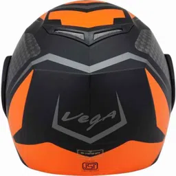 Vega Crux DX Check Dull Black Orange Motorbike Helmet, Size (Medium, 580 mm) image 4
