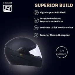 Hiker Wave Pro ABS Black Matt Full Face Motorcycle Helmet For Men, Size: Small image 5