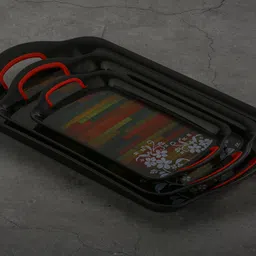 flipkart smartbuy Plastic Printed Rectangular Serving Tray with Handle for Serving Tea & etc. Tray Serving Set image 2