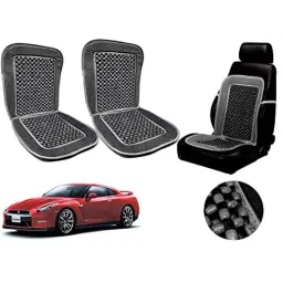 Auto Pearl PU, Velvet &a; Wooden Beads Grey Rectangular Seat Cushion for Nissan GTR New (Pack of 2 )-picture-11