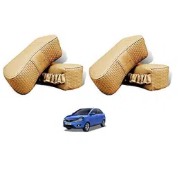 Kozdiko 4 Pcs CV Designer Beige Leatherite Neck Rest Car Cushion Pillow Set for Tata Zest-picture-41