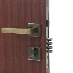 Homexpert Rose LB-201 Stainless Steel Antique Brass Finish Cylindrical Plate One Side Key Mortise Door Lock Set-image-85