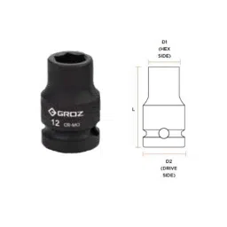 Groz 17mm 1/2 inch Drive Hex Impact Socket, ISKT/H/1-2/17-picture-30