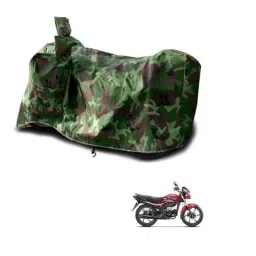 Kozdiko Polyester Jungle Print Waterproof Bike Body Cover with Mirror Pockets &a; Buckle Belt for Hero Passion Pro-picture-34