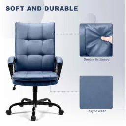 Chairtech 53x69cm 150kg High Back Leatherette Blue Executive Office Chair image 2