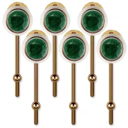 Screwtight 130mm Ceramic Green &a; Gold Multipurpose Crackle Glaze Hook with Brass Effect, AZ-CHK001RO-GR-6 (Pack of 6)-picture-48