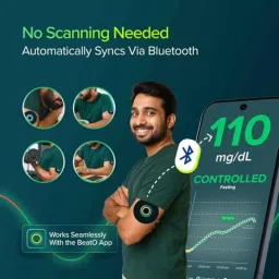 BeatO 15 Days 110mg/dl Bluetooth Continuous Glucose Monitoring System via CGM App (Pack of 4) image 3