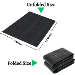 Singhal Premium 2x10m 90 GSM Polypropylene Black Sheet Mat for Garden Weed Control Barrier image 2