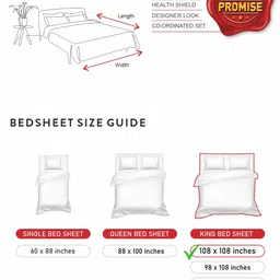 Layers Duracount CVC 225 TC King Sized Double Bedsheets (Orange) image 2