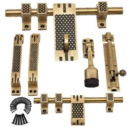 Atom Dot 10 inches Aluminium Brass Antique Single &a; Double Door Fittings Full Set-picture-29