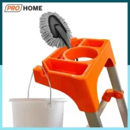 ProHome 8 Step Aluminium Orange Ladder with 5 Anti Skid Shoes, Platform &a; Tool Tray, Apex LAD 08 image 4