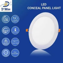 D&s;Mak 8W Cool White Round LED Conceal Panel Light (Pack of 10) image 4
