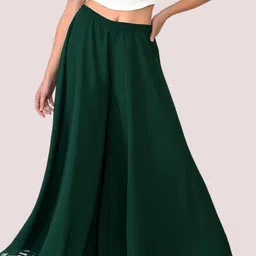 arc Women Flared Green Georgette Trousers-picture-12