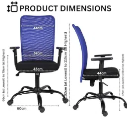 White Clouds Enterprise Sigma II Blue High Back Ergonomic Revolving Office Chair with Mesh &a; Adjustable Handle image 2